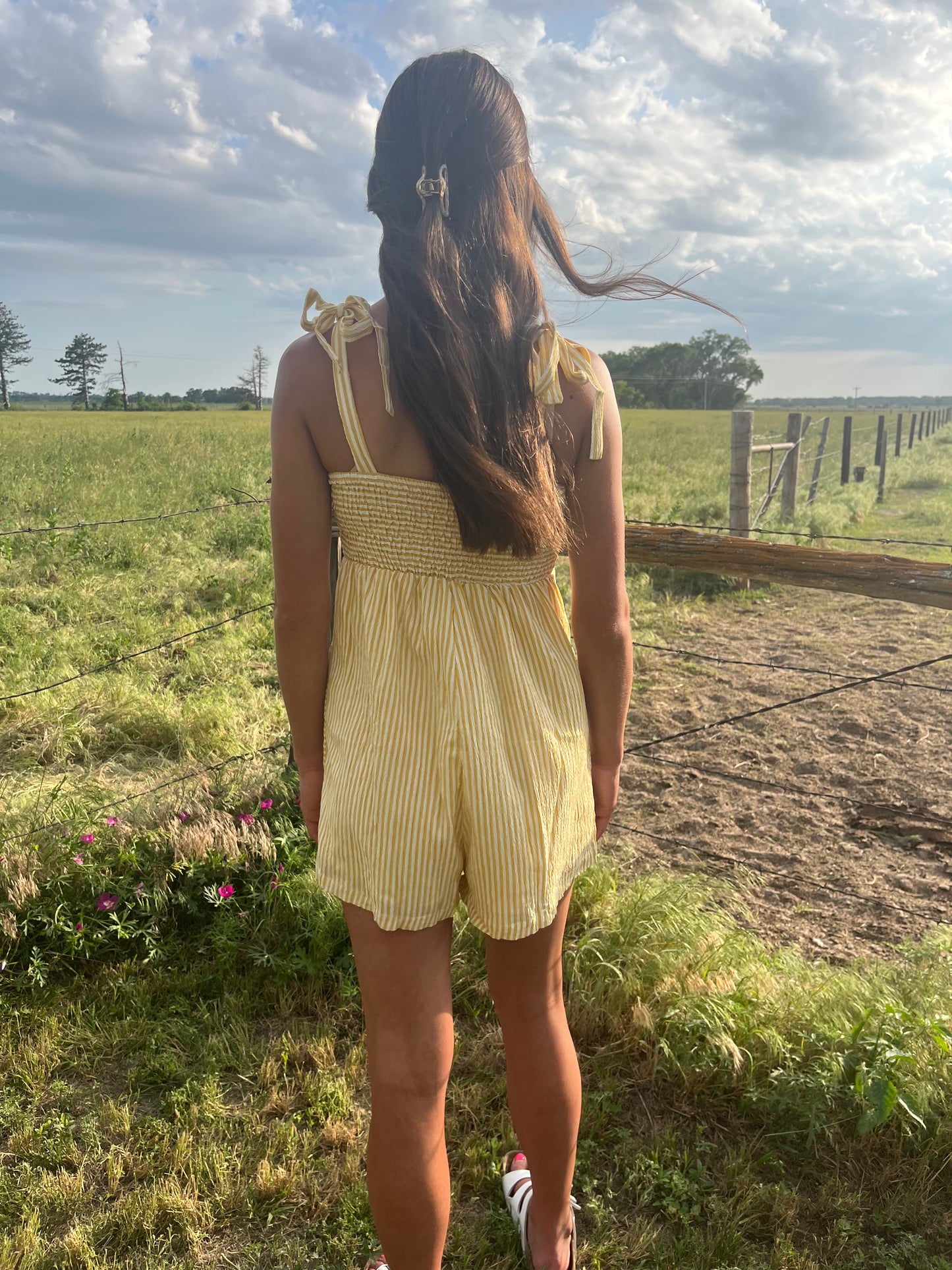 Shoulder Tie Casual Romper