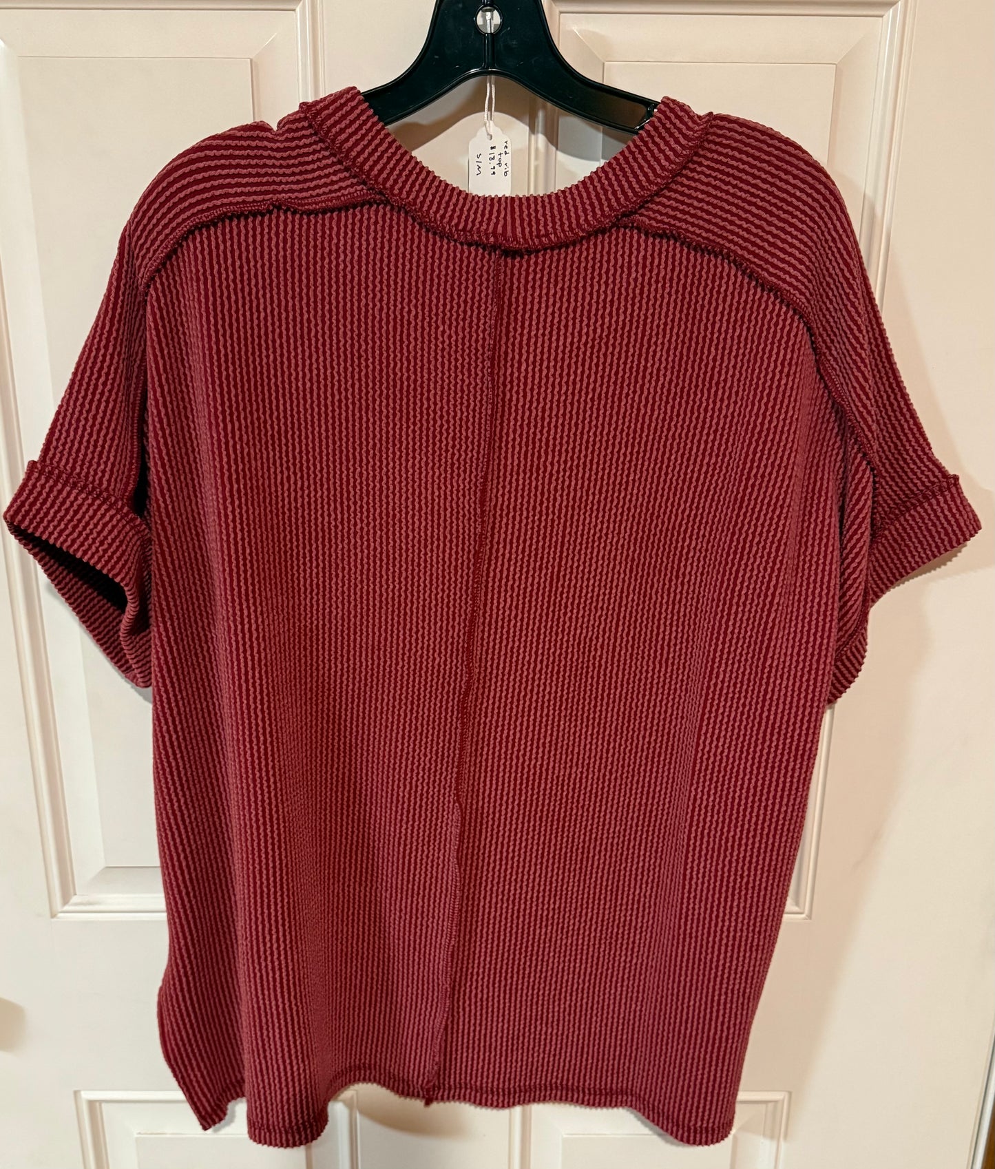 Oversized Red Ribbed Shirt