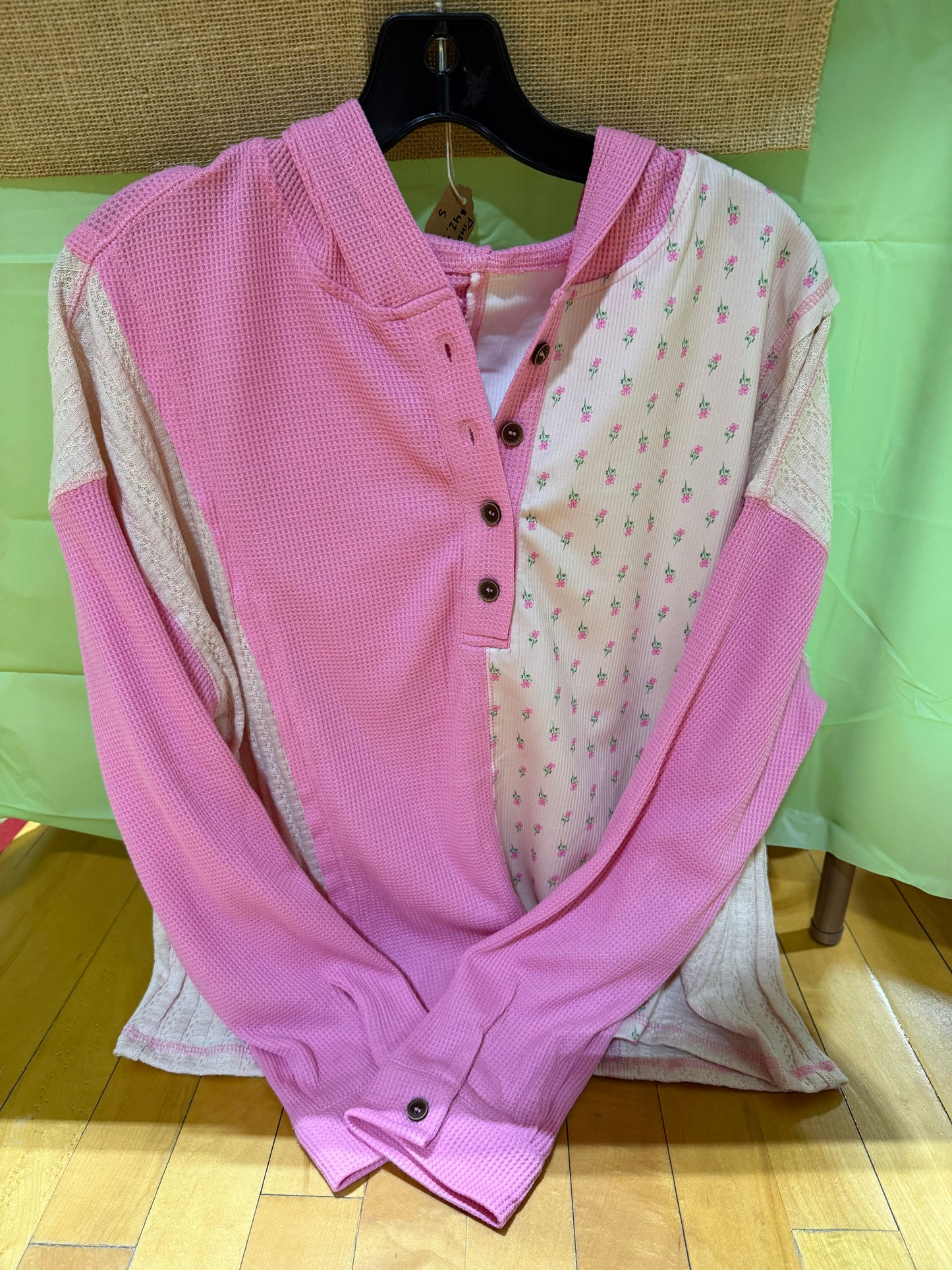 Pink Floral Long Sleeve With Hood