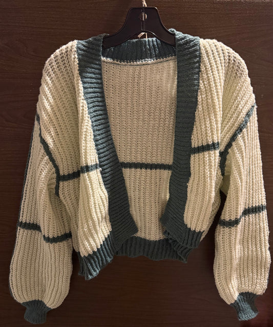 Cropped Green Cardigan